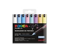 UNI Posca Lot de 8 marqueurs PC1MR de couleur pastel à pointe conique extra fine