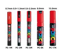 Uni Posca Marqueur Stylo Ensemble,Paquet Pc-1m 3m 5m Document À Base D'eau En Continu Acrylique Peinture Stylo Graffiti Art Fournitures Rotuladores - Type 5pcs Red(5 Sizes)