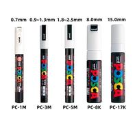 Uni Posca Marqueur Stylo Ensemble,Paquet Pc-1m 3m 5m Document À Base D'eau En Continu Acrylique Peinture Stylo Graffiti Art Fournitures Rotuladores - Type 5pcs White(5 Sizes)