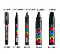 Uni Posca Marqueur Stylo Ensemble,Paquet Pc-1m 3m 5m Document À Base D'eau En Continu Acrylique Peinture Stylo Graffiti Art Fournitures Rotuladores - Type 5pcs Black(5 Sizes)
