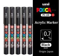 Uni Posca Marqueur Stylo Ensemble,Paquet Pc-1m 3m 5m Document À Base D'eau En Continu Acrylique Peinture Stylo Graffiti Art Fournitures Rotuladores - Type Pc-1m 5pcs Black