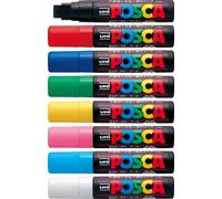 POSCA PC-17 K gamme complète 8 couleurs - Pointe biseautée 15 mm - Marqueur Jumbo Multi-Surface