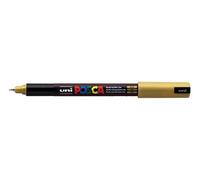 Uni Posca PC-1MR couleur or Marqueur peinture Pointe ultra fine pointe 0,7 mm calibre écrire sur n'importe quelle surface en verre en métal en plastique en tissu pierre en bois (Lot de 1)