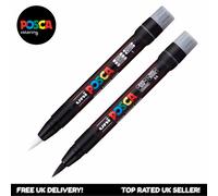 Uni posca PCF-350 Brosse Incliné Peinture Stylo Marqueur - Noir et Blanc De (1 À