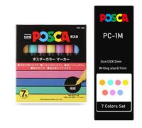 Uni Posca Peinture Marqueurs Ensemble Pc-1m Pc-3m Pc-5m 7/8/15 Pop Affiche Couleur À Base D'eau Pigment Encre Avec Vinyle Stylo Cas - Type Pc-1m 7 Colors Set