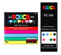 Uni Posca Peinture Marqueurs Ensemble Pc-1m Pc-3m Pc-5m 7/8/15 Pop Affiche Couleur À Base D'eau Pigment Encre Avec Vinyle Stylo Cas - Type Pc-5m 8 Colors Set