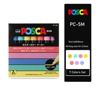 Uni Posca Peinture Marqueurs Ensemble Pc-1m Pc-3m Pc-5m 7/8/15 Pop Affiche Couleur À Base D'eau Pigment Encre Avec Vinyle Stylo Cas - Type Pc-5m 7 Colors Set
