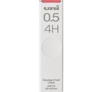 uni Smudge-Proof Leads Recharge pour stylo mécanique | 0,5 mm | 4 H | 40 pièces
