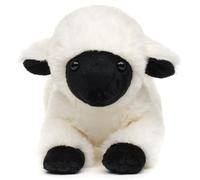 Uni-Toys - Agneau Noir et Blanc, couché - 21 cm (Longueur) - Mouton en Peluche - Peluche