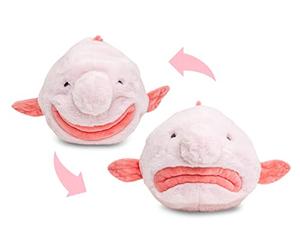 Uni-Toys - Blobfish - Flip Peluche, Peluche Reversible - 29 cm (Longueur) - Poisson en Peluche - Doudou, Rose, Rose Clair, Noir