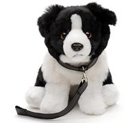 Uni-Toys - Border Collie, assis (avec laisse) - 20 cm (hauteur) - Chien en peluche - Doudou