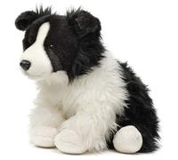 Uni-Toys - Border Collie Noir et Blanc Assis (sans Laisse) - 26 cm (Hauteur) - Chien en Peluche - Peluche, Doudou