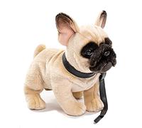 Uni-Toys - Bouledogue français (Beige), avec Laisse - 27 cm (Longueur) - Chien, Animal de Compagnie - Peluche