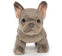 Uni-Toys Bouledogue français (Gris) - sans Laisse - 26 cm (Longueur) - Chien en Peluche - Doudou