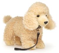 Uni-Toys - Caniche Abricot Debout (avec Laisse) - 30 cm (Longueur) - Chien en Peluche - Doudou