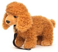 Uni-Toys - Caniche (Marron Clair), Debout (avec Laisse) - 30 cm (Longueur) - Chien en Peluche - Doudou