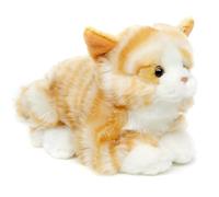 Uni-Toys - Chat avec Voix (Marron-Blanc), couché - 20 cm (Longueur) - Chaton en Peluche - Peluche, Doudou