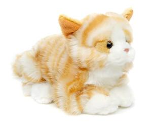 Uni-Toys - Chat avec Voix (Marron-Blanc), couché - 20 cm (Longueur) - Chaton en Peluche - Peluche, Doudou