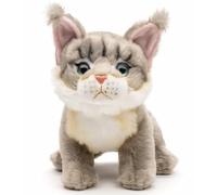 Uni-Toys - Chat Maine Coon Assis (Gris) - 18 cm (Hauteur) - Peluche Chat - Doudou
