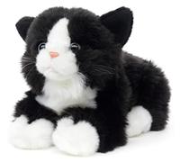 Uni-Toys - Chat Noir et Blanc, couché - 20 cm (Longueur) - Chaton en Peluche - Doudou