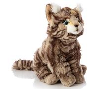 Uni-Toys - Chat Sauvage Gris tigré Assis - 22 cm (Hauteur) - Chat en Peluche - Doudou