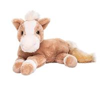 Uni-Toys - Cheval Marron Clair, couché - 28 cm (Longueur) - Ferme - Peluche