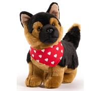 Uni-Toys - Chien berger allemand, debout - Avec mouchoir (motif cœurs) - 26 cm (longueur) - Chien en peluche - Peluche