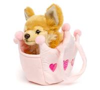 Uni-Toys - Chihuahua Marron, avec Sac de Princesse - 18 cm (Longueur) - Chien en Peluche - Doudou