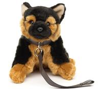 Uni-Toys - Chiot de Berger Allemand, Assis - avec Laisse - 18 cm (Hauteur) - Chien en Peluche, Animal de Compagnie - Peluche