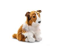 Uni-Toys Collie à Poils Longs, Assis - Visage Blanc/Marron - 27 cm (Hauteur) - Chien en Peluche, Collie, Animal de Compagnie - Doudou