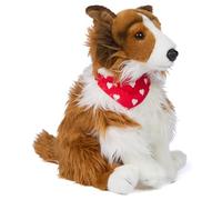 Uni-Toys Collie à Poils Longs avec Foulard (Motif cœurs) - 27 cm (Hauteur) - Chien en Peluche, Collie - Doudou
