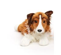 Uni-Toys Collie à Poils Longs, couché - Visage Blanc/Marron - 41 cm (Longueur) - Chien en Peluche, Collie, Animal de Compagnie - Doudou