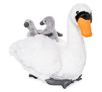 Uni-Toys - Cygne avec bébé - 24 cm (Hauteur) - Oiseau en Peluche - Doudou