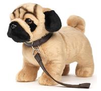 Uni-Toys Eco-Line - Carlin Debout (avec Laisse) - 26 cm (Longueur) - Peluche Chien - Doudou