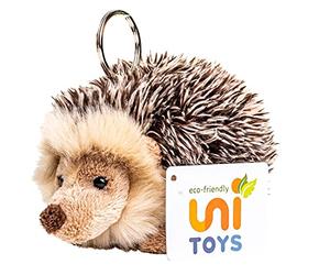 Uni-Toys - Hérisson avec Porte-clés - 13 cm (Longueur) - Animal de la forêt - Peluche, Doudou, Marron