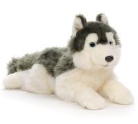 Uni-Toys - Husky Gris, couché - 38 cm (Longueur) - Chien en Peluche - Doudou