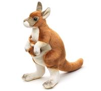 Uni-Toys - Kangourou avec bébé (Cousu), Debout, 23 cm (Hauteur), Peluche, Doudou