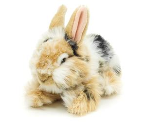 Uni-Toys - Lapin tête de Lion avec Oreilles posées - couché - Noir Marron et Blanc - 23 cm (Hauteur) - Lapin en Peluche - Doudou