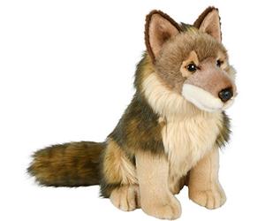 Uni-Toys - Loup, Assis - 25 cm (Hauteur) - Peluche, Doudou, Marron
