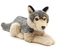 Uni-Toys - Loup gris couché - 30 cm (longueur) - Loup en peluche, lupus - Peluche