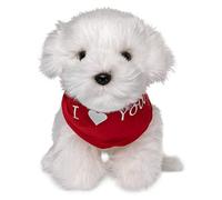 Uni-Toys - Maltais avec foulard I Love You - 26 cm (longueur) - Chien en peluche - Peluche