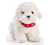 Uni-Toys - Maltais, Debout, avec Foulard (Motif cœurs) - 32 cm (Longueur) - Peluche Chien - Doudou