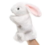 Uni-Toys - Marionnette à Main Lapin (Blanc) - 24 cm (Hauteur) - Poupée en Peluche, Lapin - Peluche