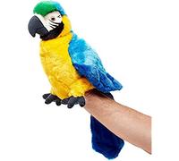 Uni-Toys - Marionnette Perroquet à tête pivotante - 26 cm (Hauteur) - Oiseau - Peluche, Doudou, Bleu/Jaune
