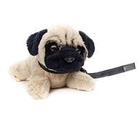 Uni-Toys - Peluche carlin (avec laisse) - 21 cm (longueur) - Chien en peluche, animal de compagnie - Doudou