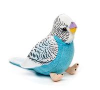 Uni-Toys - Perruche ondulée (Bleue) avec Voix gazouillante - 12 cm (Hauteur) - Oiseau - Peluche, Doudou
