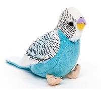 Uni-Toys - Perruche ondulée (Bleue) sans Voix - 12 cm (Hauteur) - Oiseau - Peluche, Doudou, Bleu