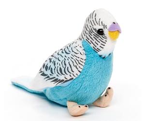 Uni-Toys - Perruche ondulée (Bleue) sans Voix - 12 cm (Hauteur) - Oiseau - Peluche, Doudou, Bleu