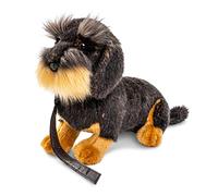 Uni-Toys - Teckel à Poil Rugueux, Assis (avec Laisse) - 22 cm (Hauteur) - Peluche Chien, Teckel, Animal de Compagnie - Peluche, Doudou