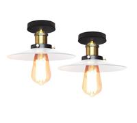 UNI Vintage Plafonnier Abat-jour Métal Lustre Suspension Industrielle E27 40W Blanc 2 Pack